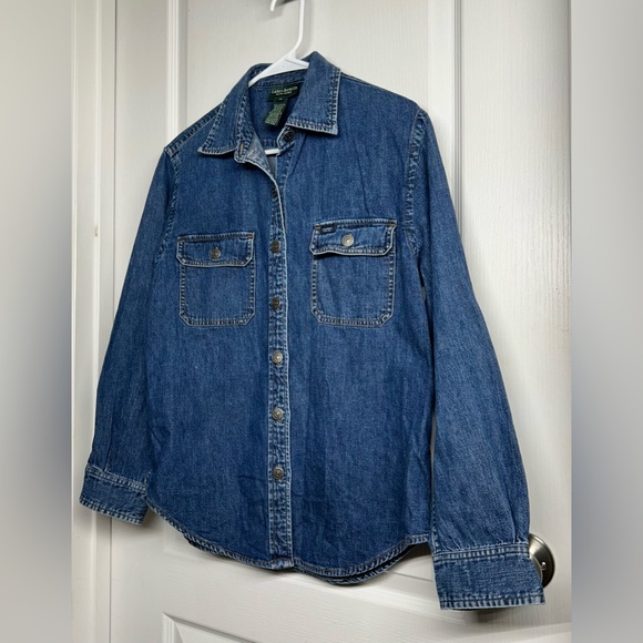 VTG Ralph Lauren Jeans Co Denim Womens Shirt Sz M Western Heavy Cotton Retro - Picture 3 of 8